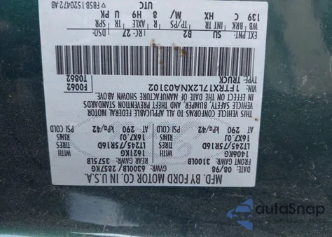 1999 Ford F-150 Lariat/Xl/Xlt из США, поврежденный, VIN 1FTRX17L2XNA03102